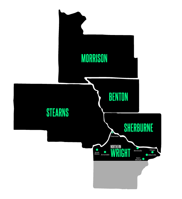 BBBS Central MN Service Area Map